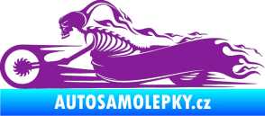 Samolepka Kostra na motorce s plameny levá fialová