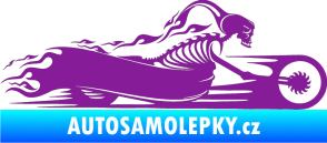 Samolepka Kostra na motorce s plameny pravá fialová