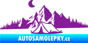 Samolepka Krajina hory 023 levá kempování fialová