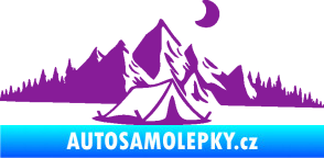 Samolepka Krajina hory 023 pravá kempování fialová