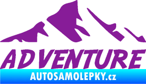 Samolepka Krajina hory 040 turistika, nápis Adventure fialová