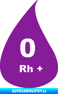 Samolepka Krevní skupina 0 Rh+ kapka fialová