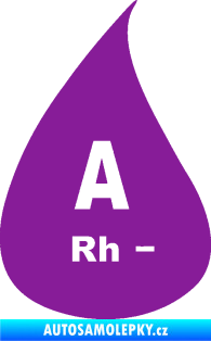 Samolepka Krevní skupina A Rh- kapka fialová