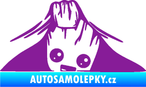 Samolepka Kuk 007 pravá Groot vykukuje fialová