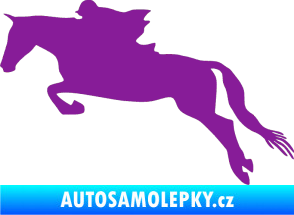 Samolepka Kůň 015 levá skok s jezdcem fialová