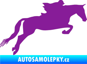 Samolepka Kůň 015 pravá skok s jezdcem fialová
