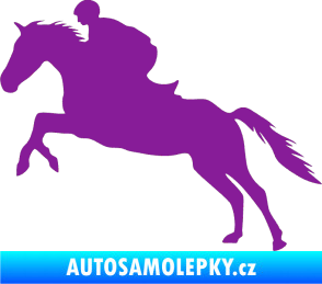 Samolepka Kůň 019 levá jezdec v sedle fialová