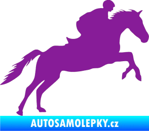 Samolepka Kůň 019 pravá jezdec v sedle fialová