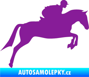 Samolepka Kůň 020 pravá skok s jezdcem fialová