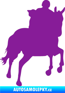Samolepka Kůň 021 pravá s jezdcem fialová