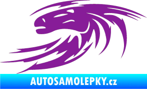 Samolepka Kůň 023 levá hlava s vlající hřívou fialová