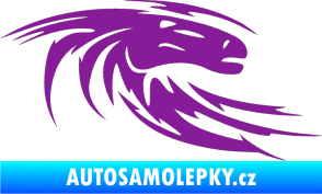 Samolepka Kůň 023 pravá hlava s vlající hřívou fialová