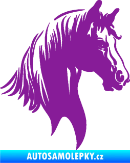 Samolepka Kůň 066 pravá hlava s hřívou fialová