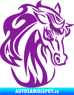 Samolepka Kůň 069 pravá hlava s hřívou fialová