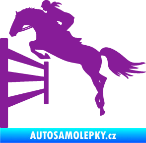 Samolepka Kůň 080 levá skok přes překážku fialová
