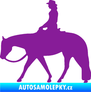 Samolepka Kůň 082 levá kovbojka na koni fialová