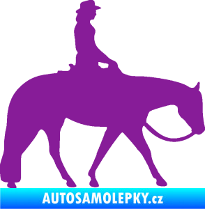Samolepka Kůň 082 pravá kovbojka na koni fialová