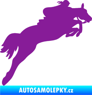 Samolepka Kůň 084 pravá s jezdkyní fialová