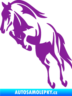 Samolepka Kůň 099 levá ve skoku na zadních fialová