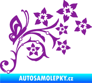 Samolepka Květina dekor 047 pravá s motýlem fialová