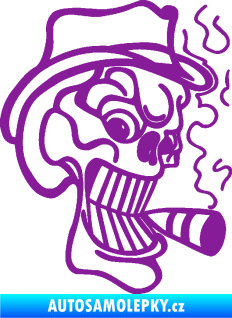 Samolepka Lebka 020 pravá crazy s cigaretou fialová