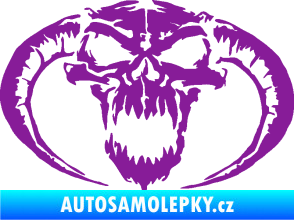Samolepka Lebka 027 pravá se zahnutými rohy fialová