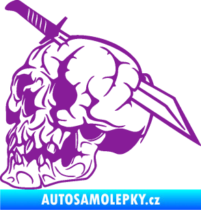 Samolepka Lebka 031 levá probodnutá nožem fialová