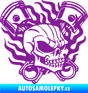 Samolepka Lebka 048 pravá písty a plameny fialová