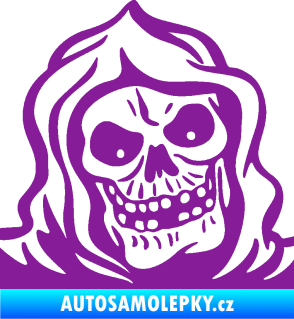 Samolepka Lebka 057 pravá v kápi fialová