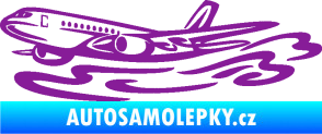 Samolepka Letadlo 026 levá v oblacích fialová