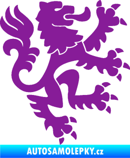 Samolepka Lev heraldika 001 pravá Český lev fialová