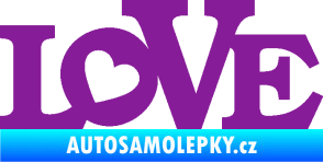 Samolepka Love 002 nápis se srdíčkem fialová