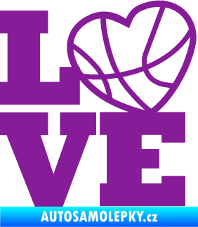 Samolepka Love basketbal fialová