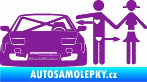 Samolepka Love car like sex levá fialová