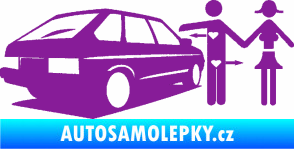 Samolepka Love car love girl levá fialová