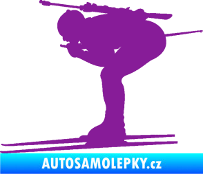 Samolepka Lyžař 028 levá - biatlon fialová