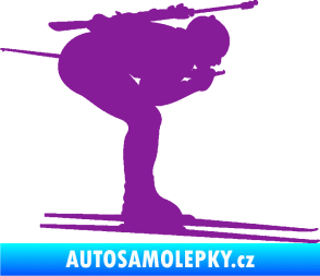 Samolepka Lyžař 028 pravá - biatlon fialová