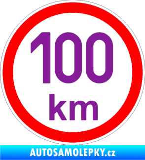 Samolepka Maximální rychlost 100km - nejvyšší konstrukční rychlost fialová