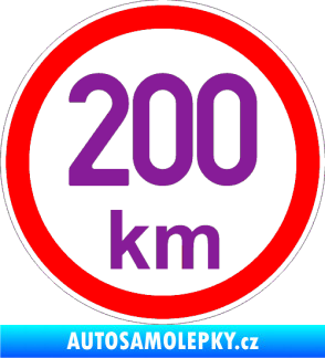 Samolepka Maximální rychlost 200km - nejvyšší konstrukční rychlost fialová
