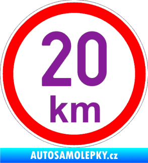 Samolepka Maximální rychlost 20km - nejvyšší konstrukční rychlost fialová