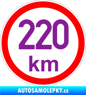 Samolepka Maximální rychlost 220km - nejvyšší konstrukční rychlost fialová