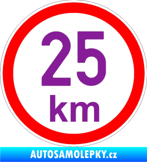 Samolepka Maximální rychlost 25km - nejvyšší konstrukční rychlost fialová