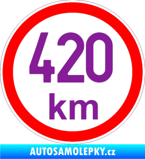 Samolepka Maximální rychlost 420km - nejvyšší konstrukční rychlost fialová