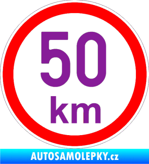 Samolepka Maximální rychlost 50km - nejvyšší konstrukční rychlost fialová