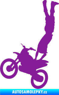 Samolepka Motorka 019 levá motokros freestyle akrobacie na motorce fialová