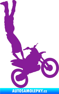 Samolepka Motorka 019 pravá motokros freestyle akrobacie na motorce fialová