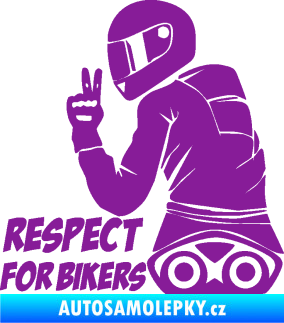 Samolepka Motorkář 003 levá respect for bikers nápis fialová