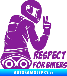Samolepka Motorkář 003 pravá respect for bikers nápis fialová