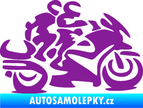Samolepka Motorkář 009 pravá se spolujezdcem fialová