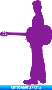 Samolepka Music 003 levá hráč na kytaru fialová